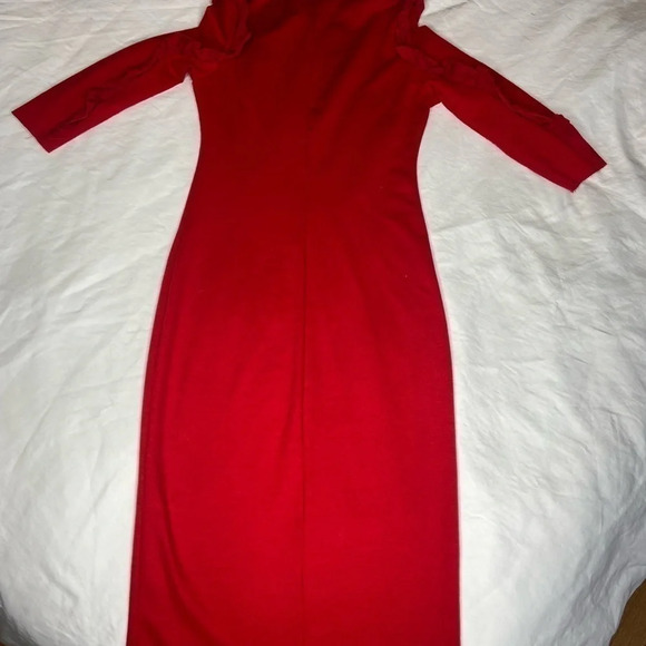 Zara Trafaluc dress in Red tight body  hugging sexy dress date night, frills - Picture 9 of 15